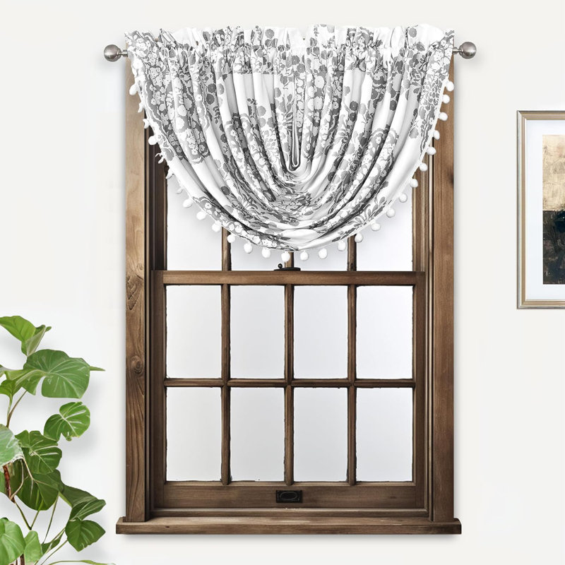 Josee Floral Window Valance, Grey