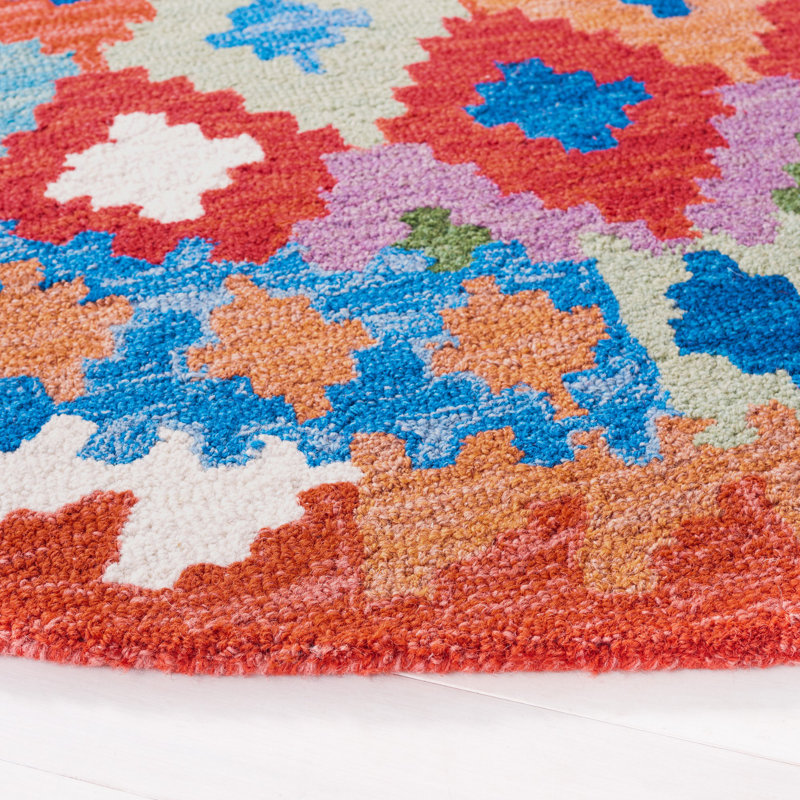 Tapis orange / bleu Horwich, Rond 7 pi