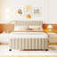 Lit plateforme double en velours avec lit gigogne double beige-1254815001