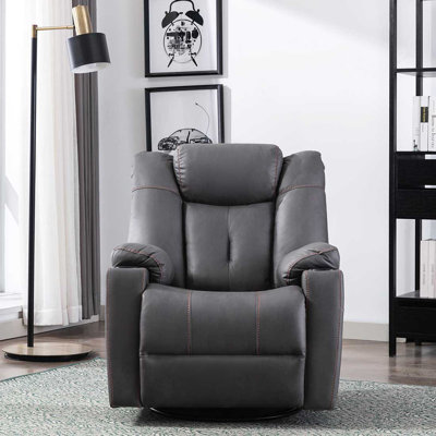 Henreitta Upholstered Swivel Recliner with Footstool