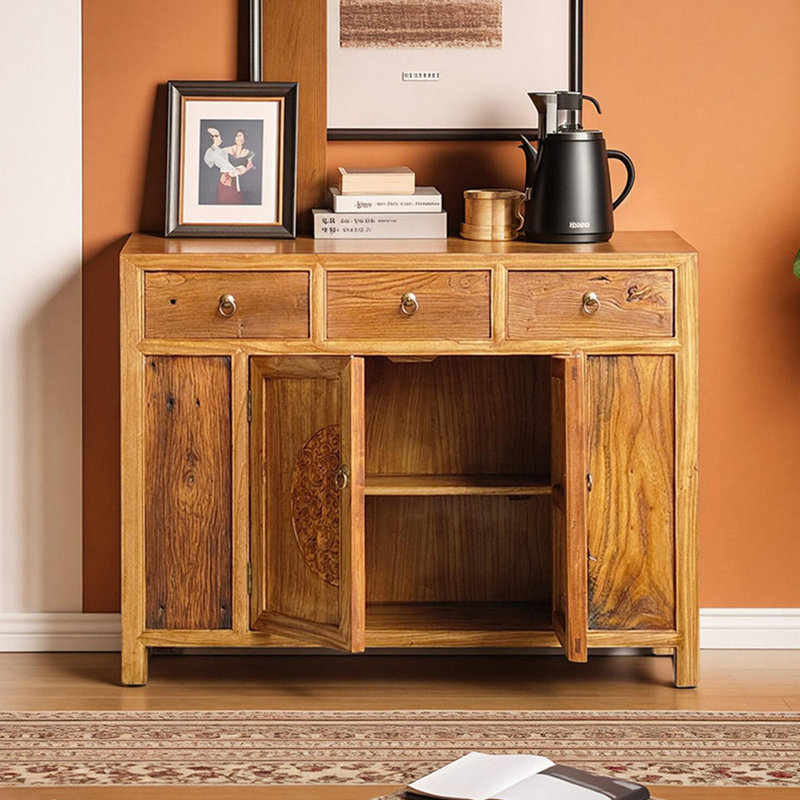 Armoire d'entrée Mid-Century en bois massif