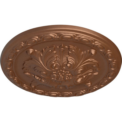 Endurathane Stockport Ceiling Medallion, 11 3/4"OD x 3/8"P, Hand-Painted Polished Copper Finish