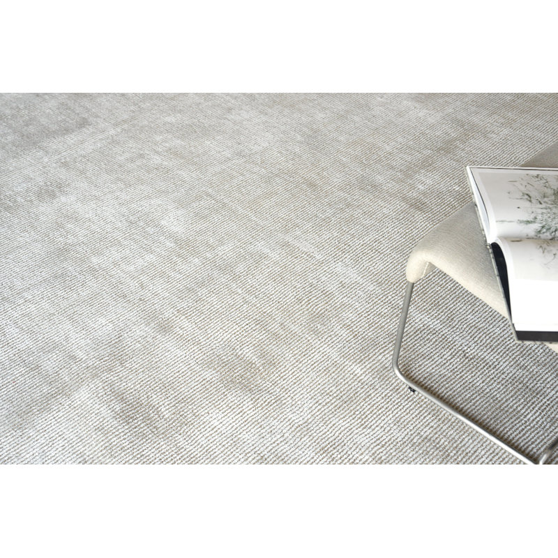 Exquisite Rugs Serenity Handmade Handloomed Nylon/ Bamboo Silk Beige Area Rug