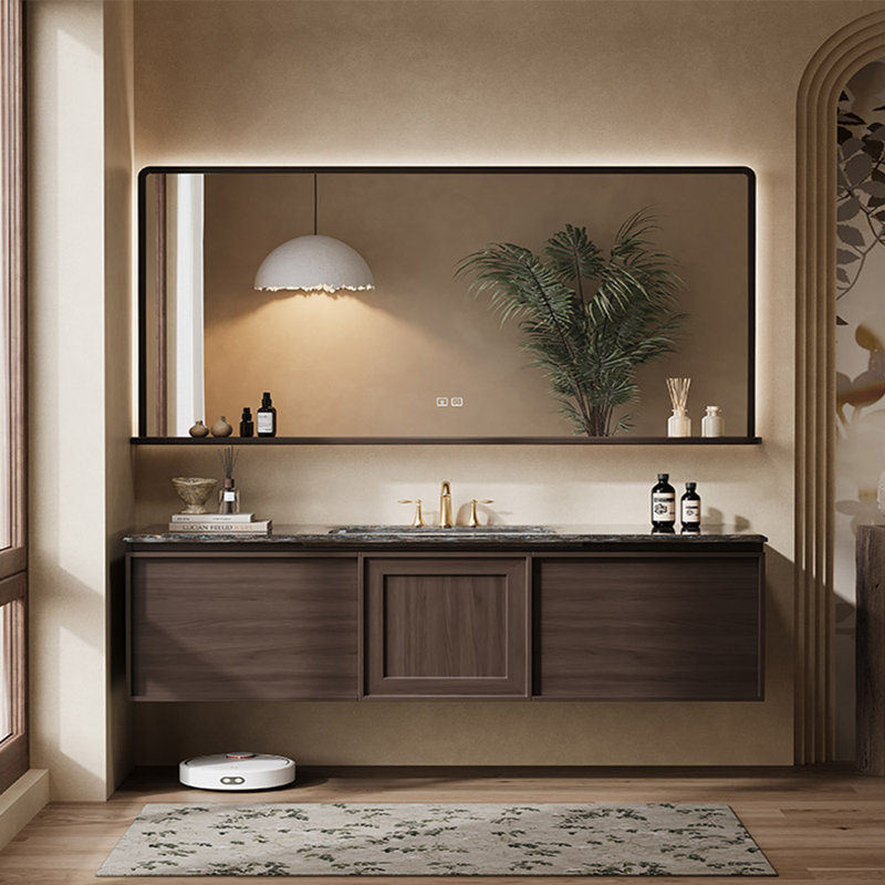 Armoire de salle de bain de style médiéval américain, H 19,69 po x l 59,06 po x P 21,65 po