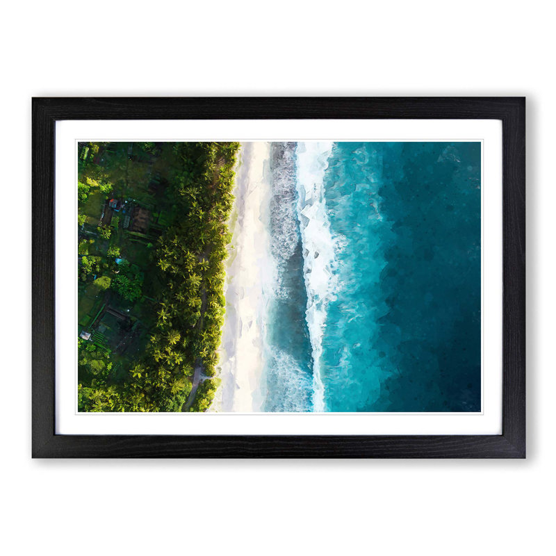 Birds Eye View of the Beach in Abstract - Picture Frame Graphic Art Print, Black Framed, 36cm H x 48cm W x 2cm D