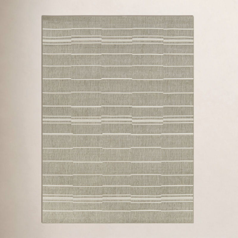 Tapis rayé intérieur / extérieur Veda, Rectangle 7 pi 10 po x 10 pi