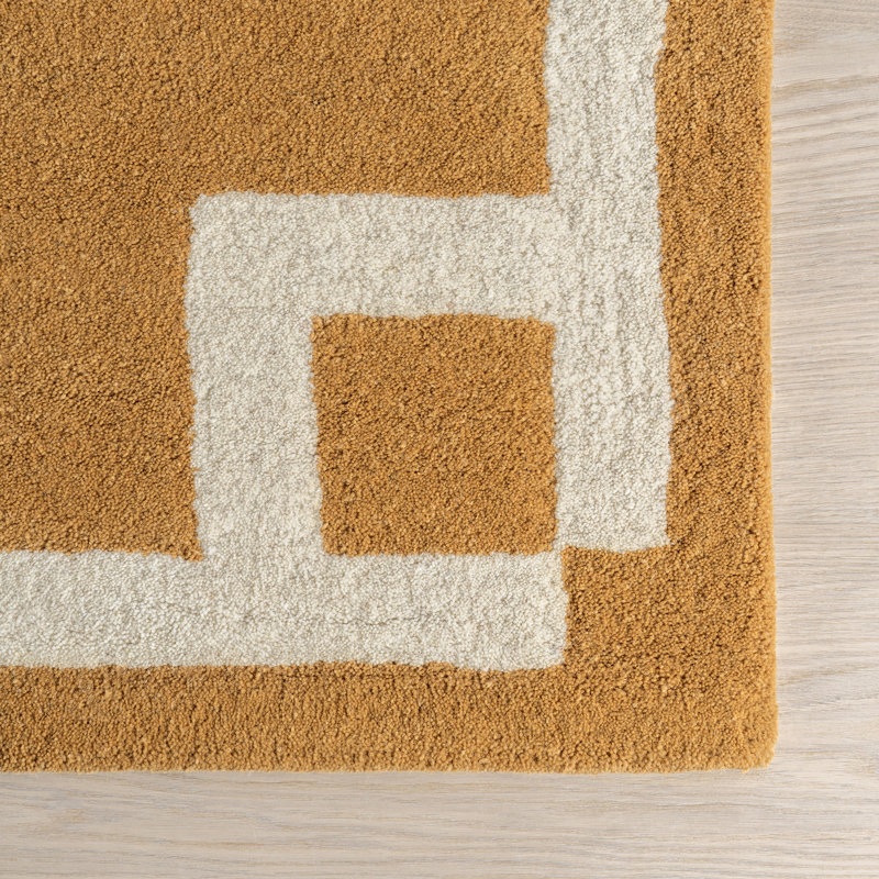 Golden Yellow Handmade Wool Tufted Rectangular Area Rug