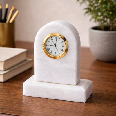 Horloge de table mécanique blanche