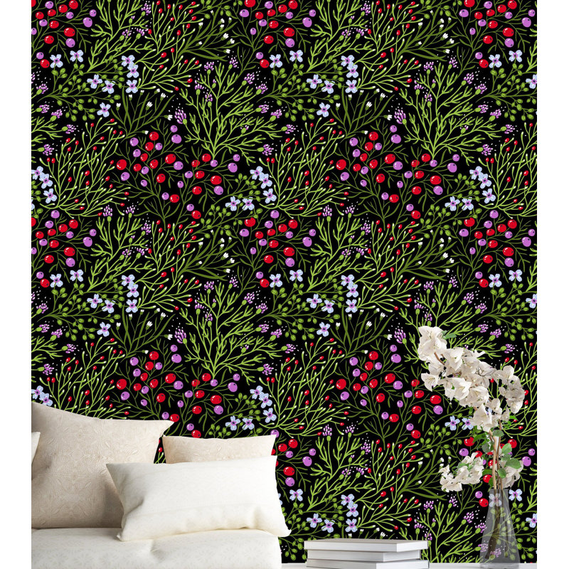Murale à peindre à baies et herbes, l 25 po x H 120 po