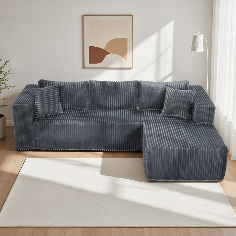 Canapé modulaire en L 105 po, Gris, Orienté à droite