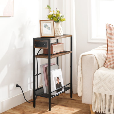 Table de bout étroite avec station de charge 25,6 po Rumph