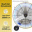 Ventilateur tambour 2 vitesses en jaune avec puissant moteur de 4/5 CV, ventilateur commercial ou industriel