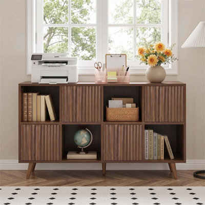 Bibliothèque polyvalente à 8 cubes avec portes réglables, armoire de rangement autoportante pour livres et décor dans le salon, la chambre à coucher ou le bureau