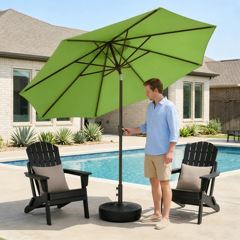Parasol de patio 9 pi avec base, Vert