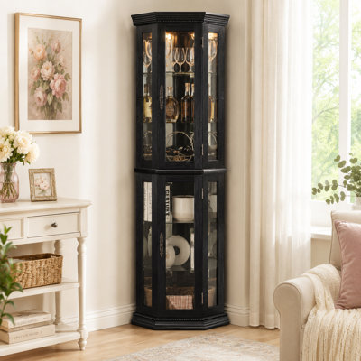 Vitrine d'angle moderne avec verre trempé noir