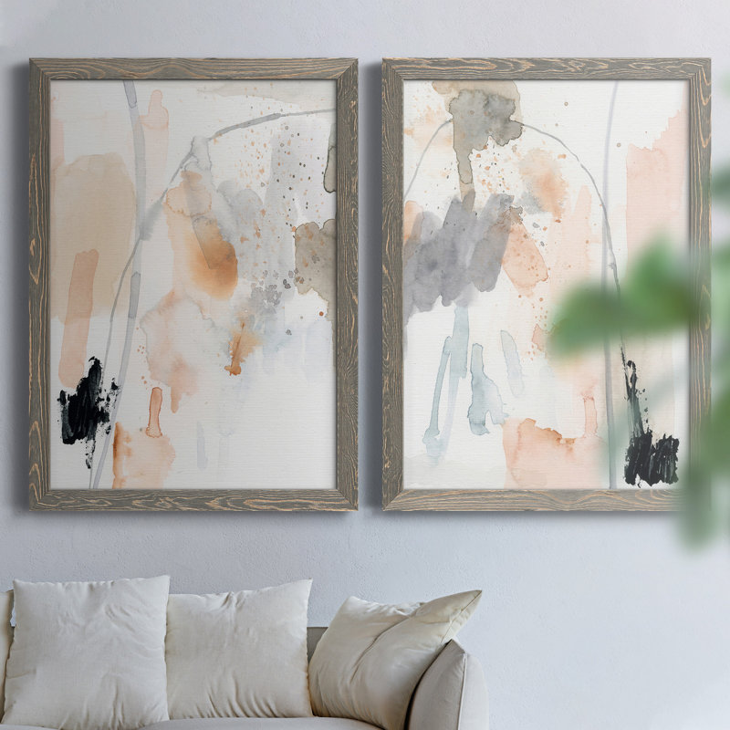 «Tincture I», ensemble de 2 reproductions d'art sur toiles, Toile avec cadre gris, H 37,5 po x l 55 po x P 1,5 po