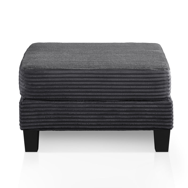 Repose-pieds carré en chenille avec rangement Luka, Gris