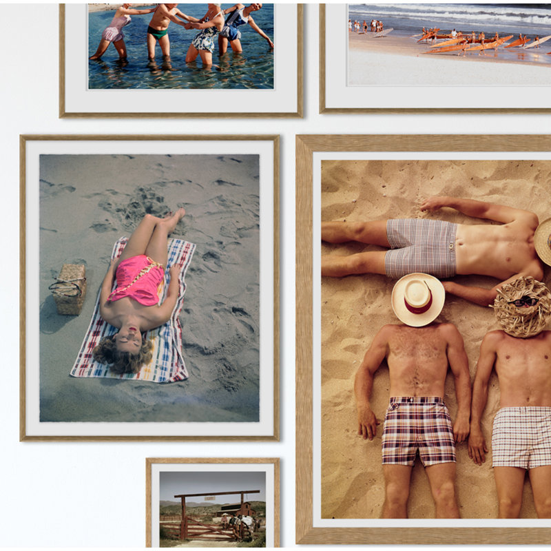 Pat Hall Lying On Beach Giclee Print by Getty Images, Brown, 39" H x 33" W x 2.75" D