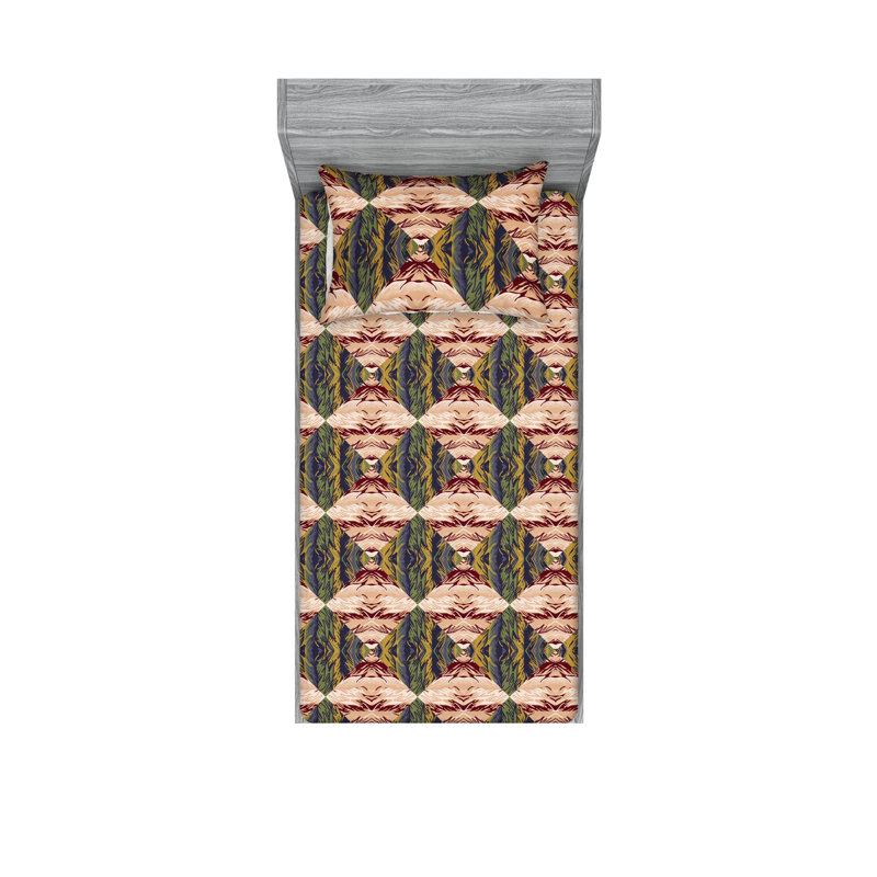 Ensemble de draps et taies décoratives Ambesonne 2 pièces, Ensemble de draps pour lit simple avec 1 taie d'or