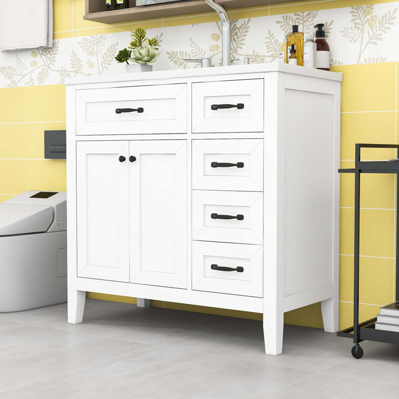 Meuble-lavabo 36 po avec lavabo et tiroirs 36 po, Blanc