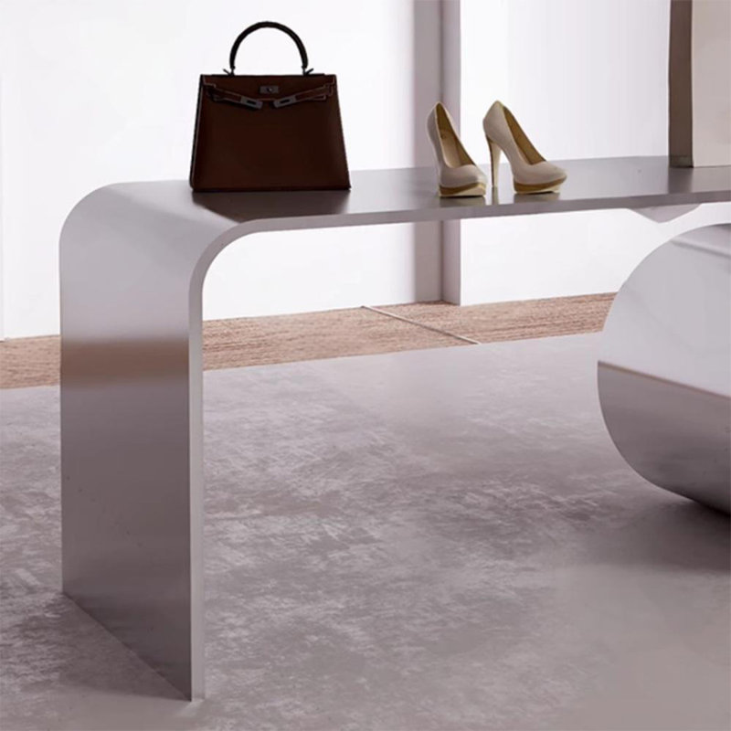 Table de présentation moderne en acier inoxydable, Argent argent, H 29,53 po x l 70,87 po x P 23,62 po