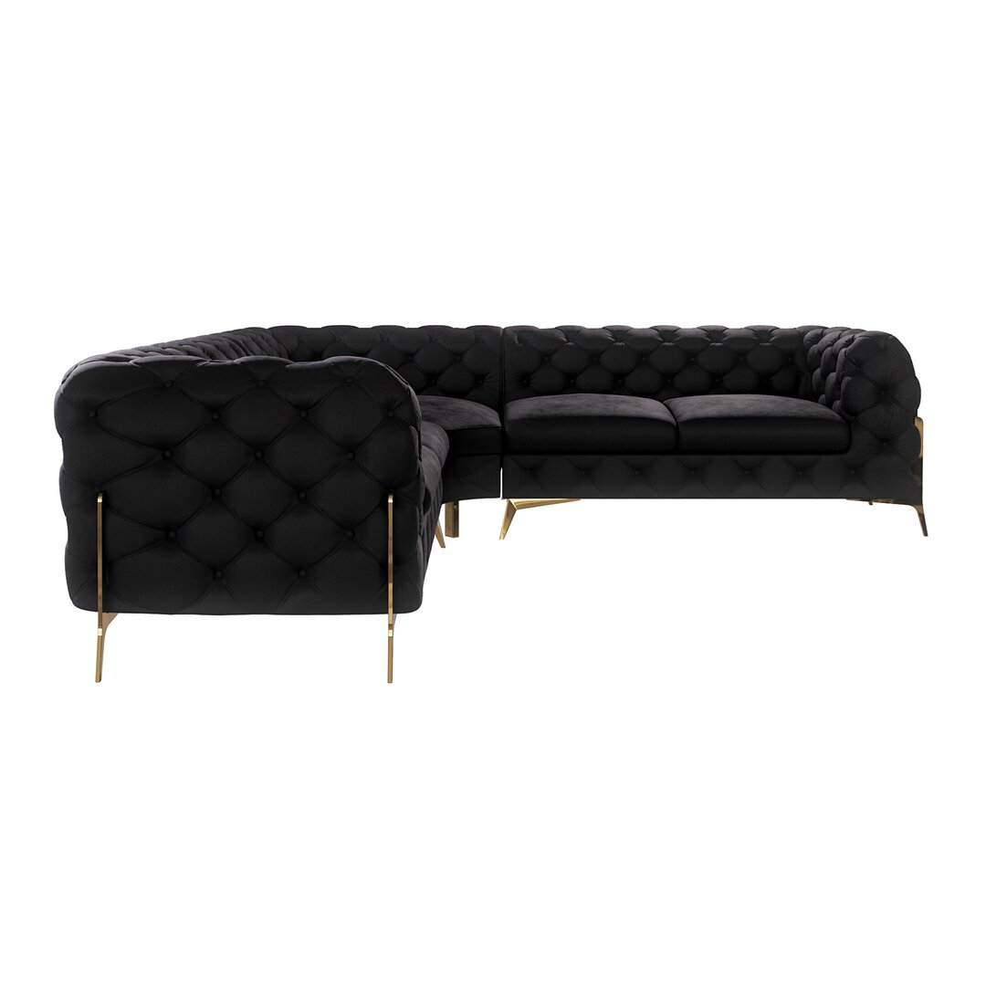 Chesterfield Ecksofa Atoka mit Goldene Metall Füßen