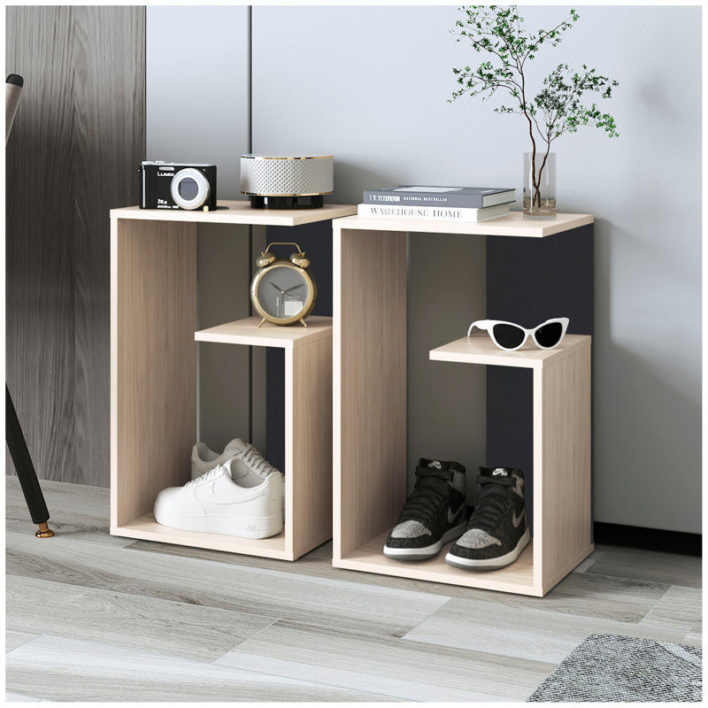 Table d'appoint Everet, Beige/noir