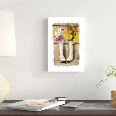 " Old Boots And Flowers " Painting Print