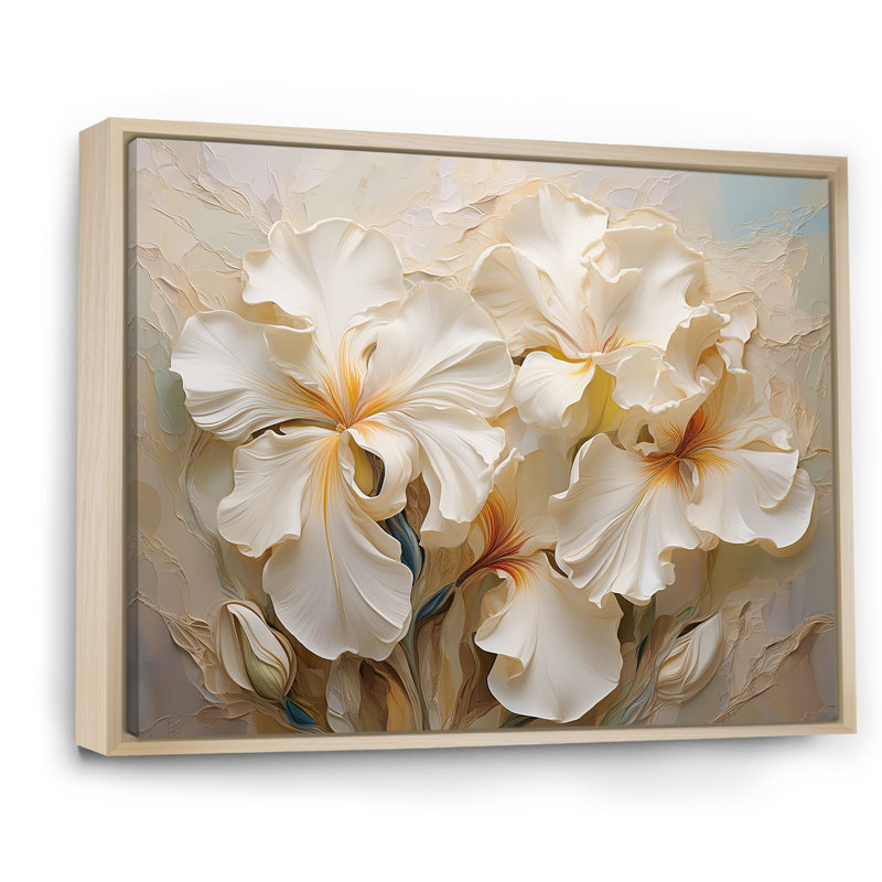 Golden Serenade of Irises I sur impression sur toile, Cadre naturel flottant, H 16 po x l 32 po
