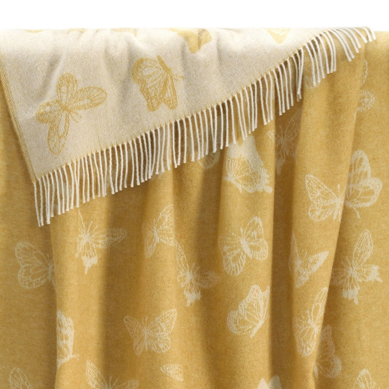 Yellow Butterfly Recycled Merino Wool Throw