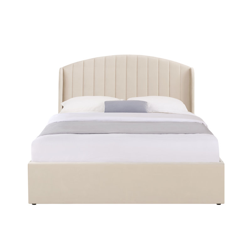 Bayson Upholstered Double (4'6) Bed, Jade, Beige 