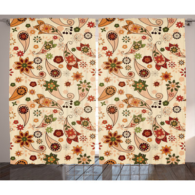 Rustikaler Vorhang, Frühling Motiv Paisley, Bunt, Mehrfarbig