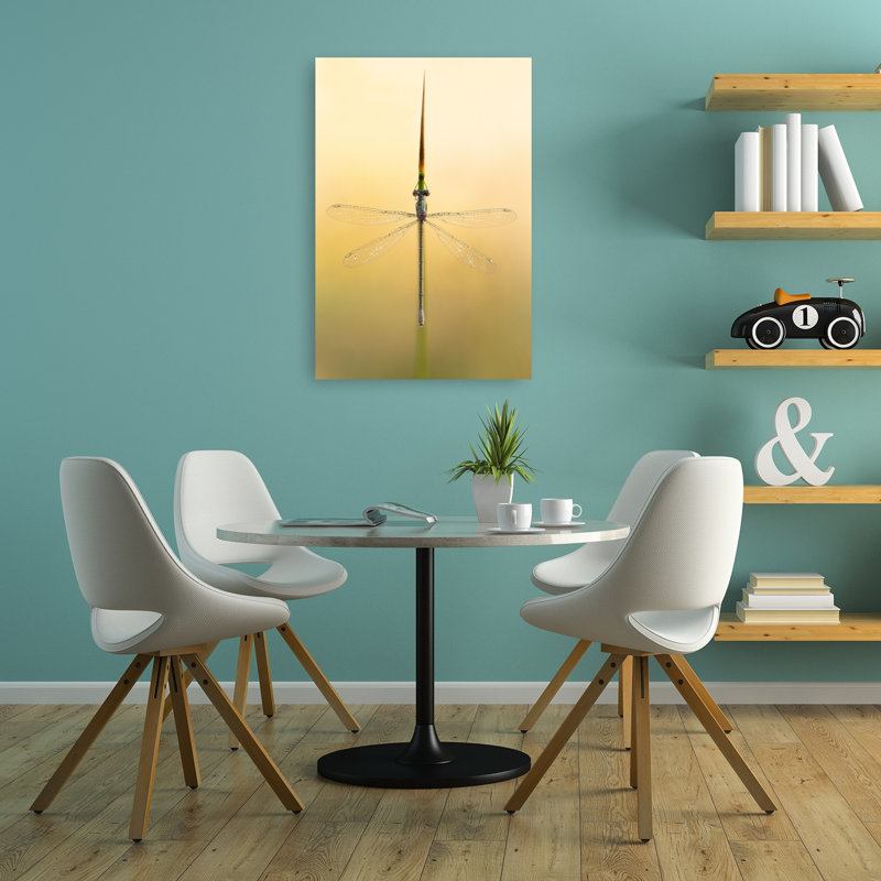 Delicate Green Damselfly Delicate Elegant Peaceful Animal Nature Wall Art Print 1 Piece Wrapped Canvas Wall Art