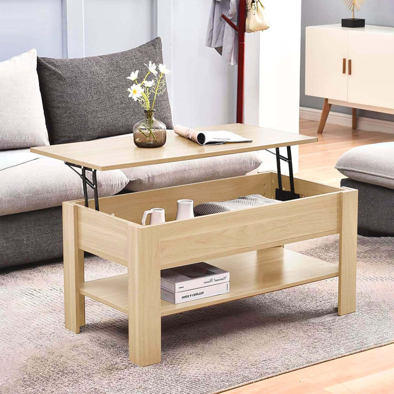 Lift Top Coffee Table with Storage, Oak