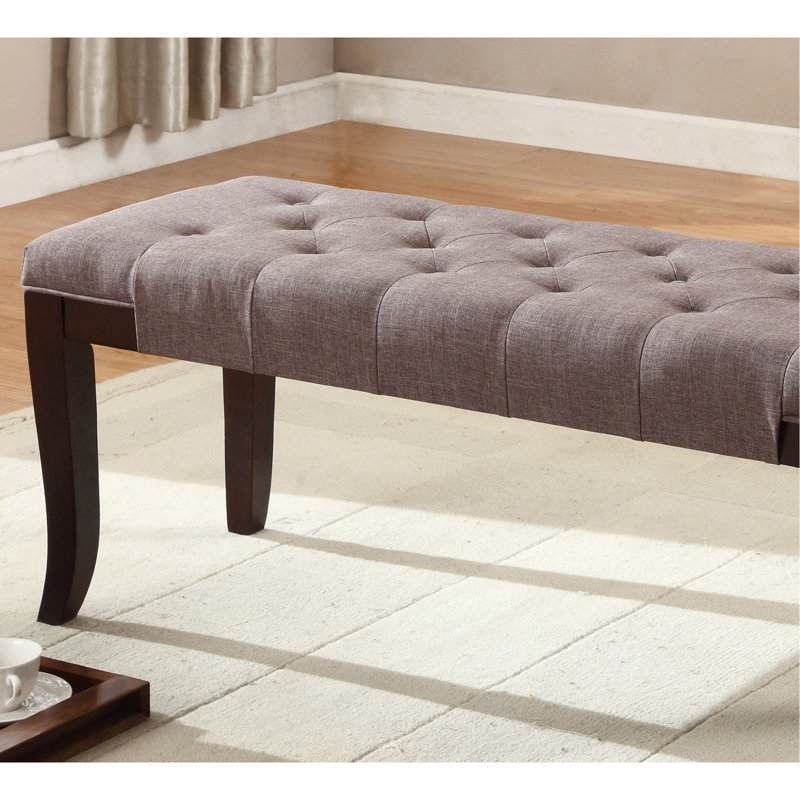 Bench, Brown - Tapered Hardwood Legs Finished In , Hand- Neutral Upholstery Seat, 44"W X 18.14"H Furniture Bench Solid Contrasting 16"W