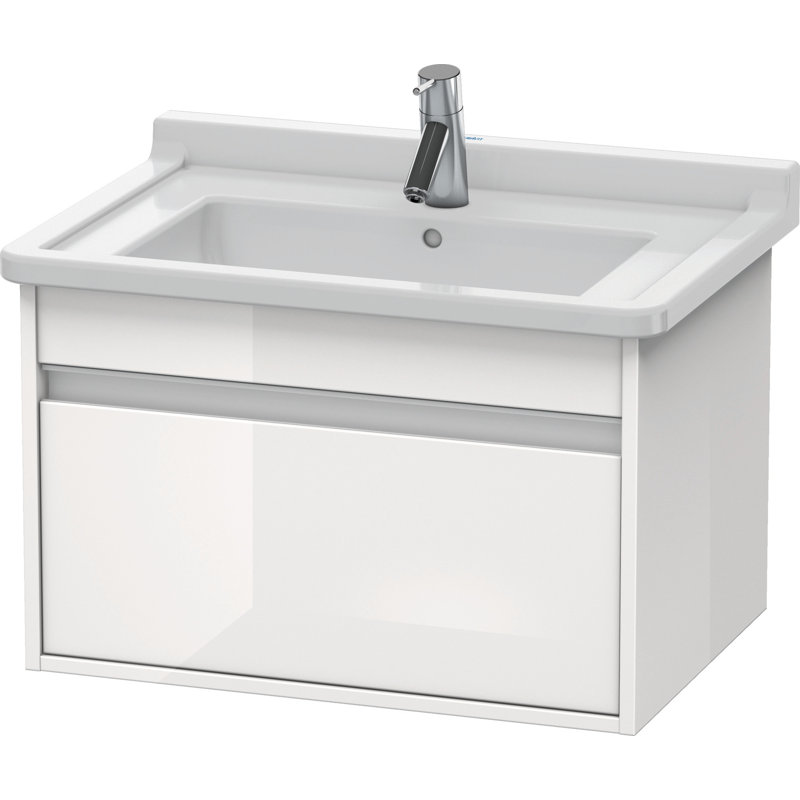 Base de salle de bain simple à fixation murale 31,5 po meuble-lavabo Ketho, Haute brillance blanche