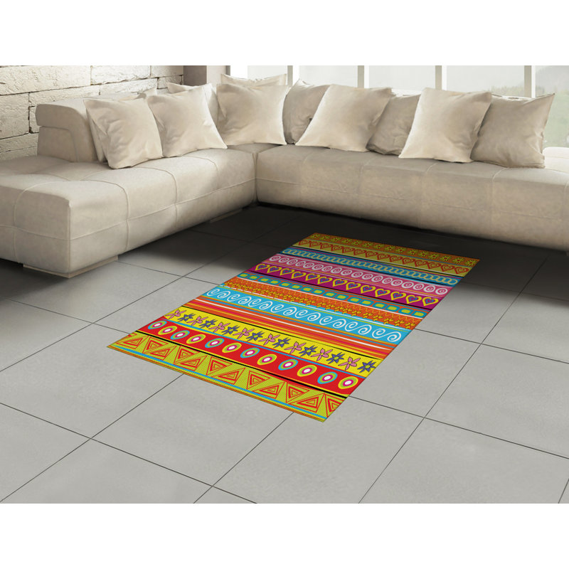 Colorful High Density Long Fiber Poly Threads Decorative Area Rug Carpet, Rectangle 4' x 5'8"