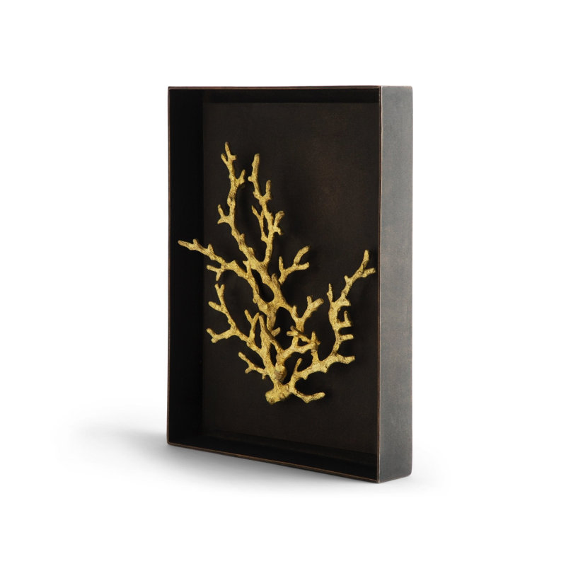 Ocean Coral Shadow Box, Gold