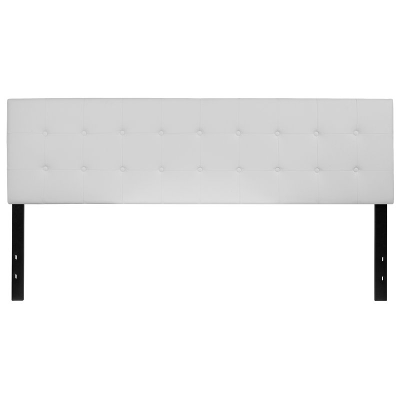 Ciriaca Button Tufted Upholstered Headboard, King, White