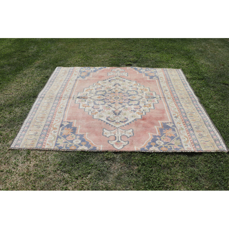 Tapis rétro Oushak rétro rouge vif pour une décoration élégante