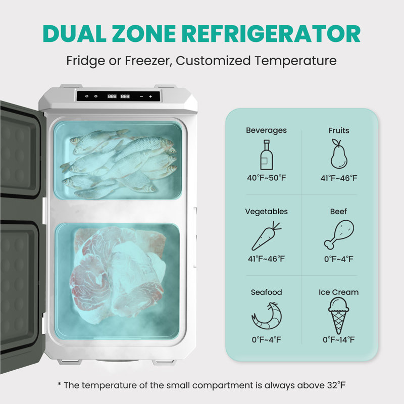 Alpicool 42 qt Green Electric Dual Zone Portable Cooler
