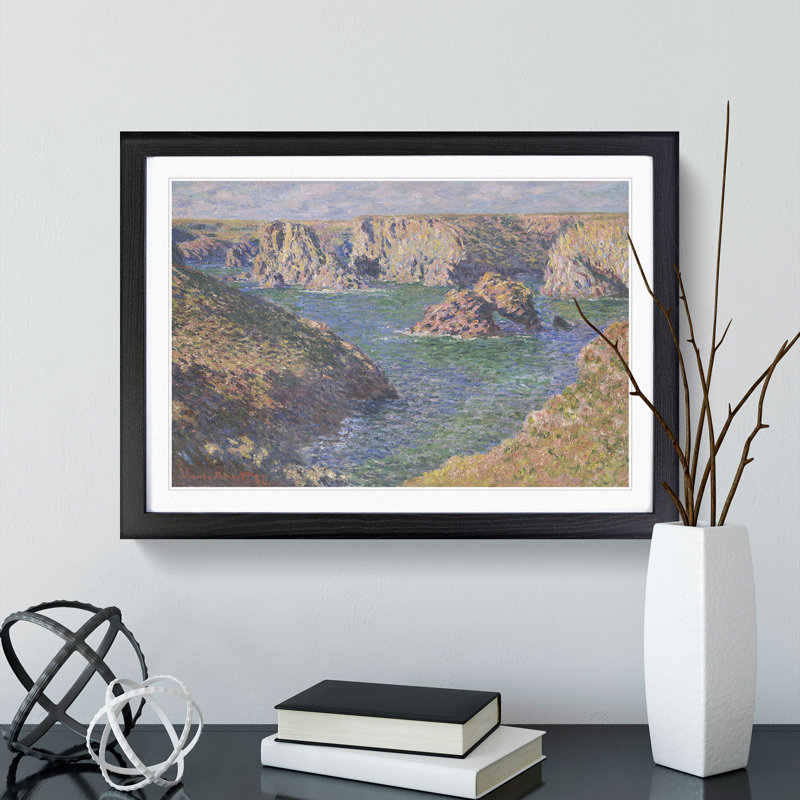 Port-Domois, Belle-Isle by Claude Monet - Picture Frame Painting, 48cm H x 65cm W x 2cm D, Black Framed