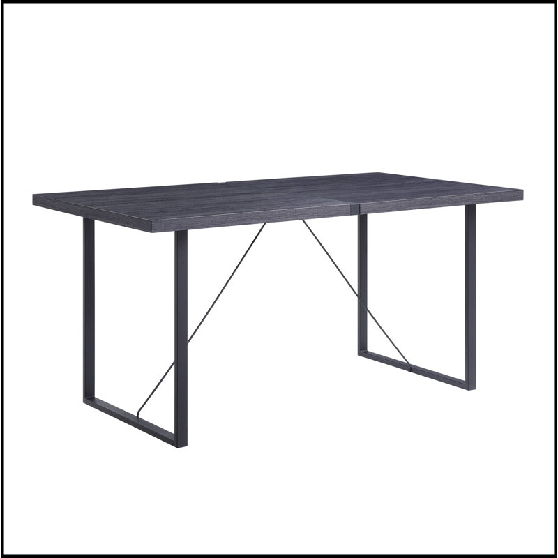 Table de salle à manger en chêne gris et noir avec base traîneau