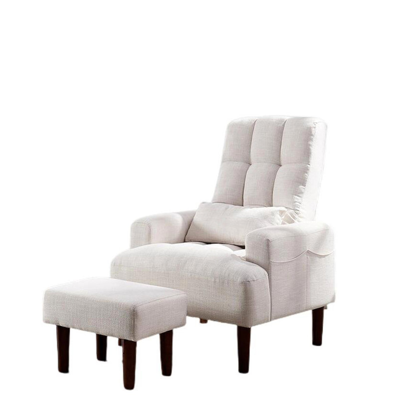 Fauteuil de détente de salon en blanc crème, fauteuil inclinable, blanc doux et relaxant pour la chambre, coussin, dossier à pression, plusieurs angles confortables