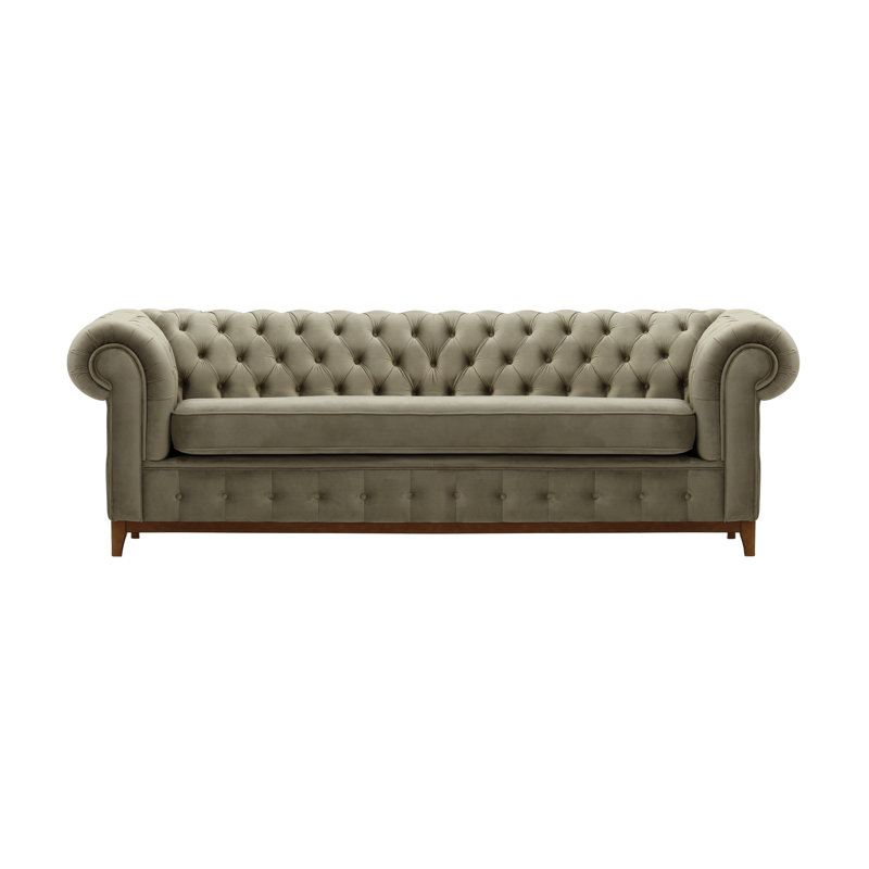 Fryar Velvet Sofa, Light Grey, Brown, 3