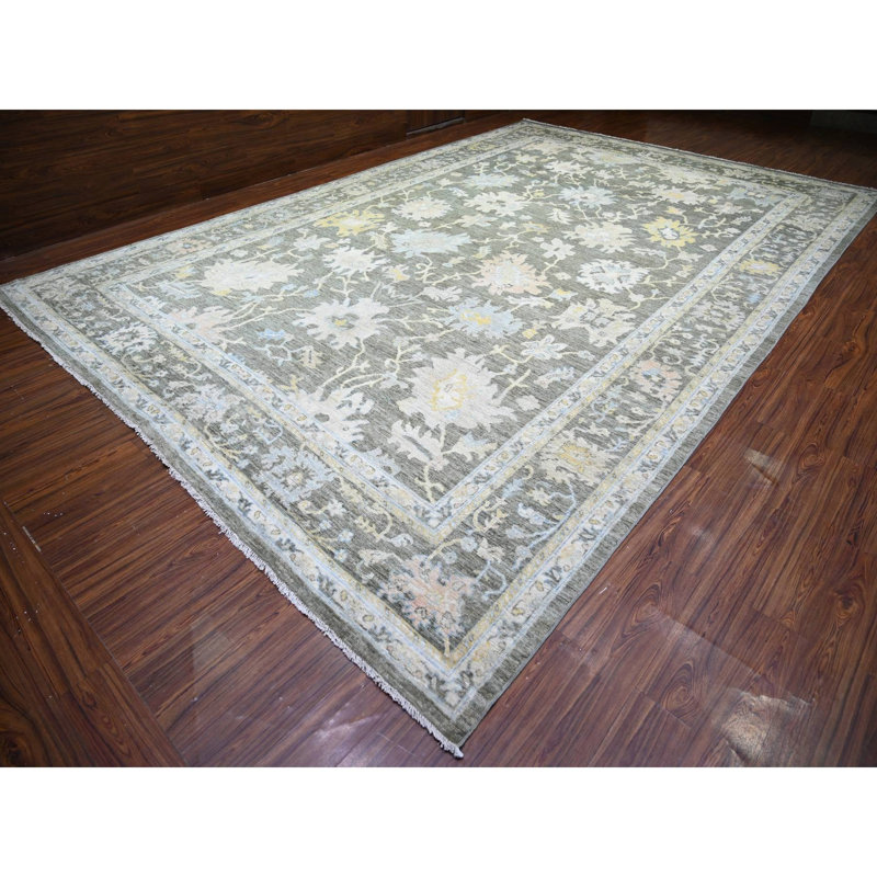 Tapis gris nouvel âge en laine 11 pi 9 po x 17 pi 6 po Wilmann