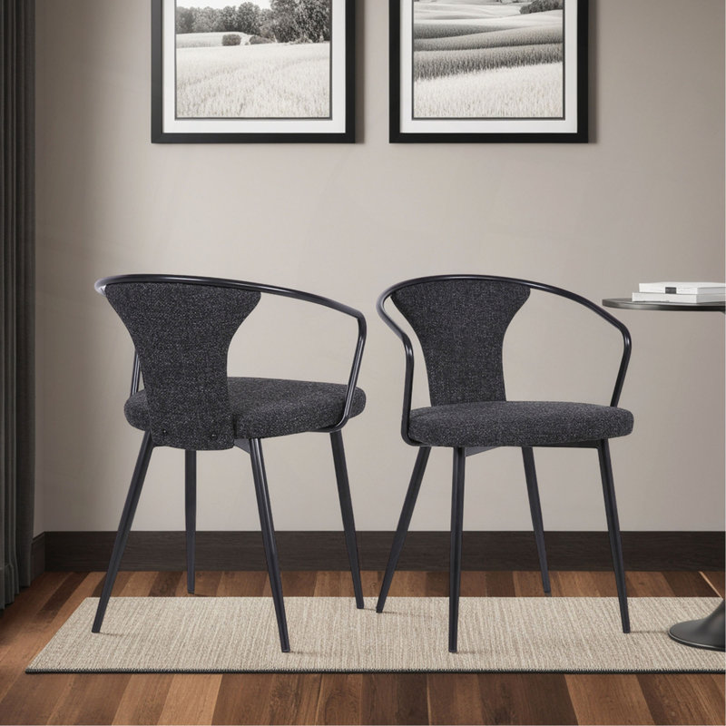 Chaise de salle à manger contemporaine en finition thermolaquée noire et tissu noir