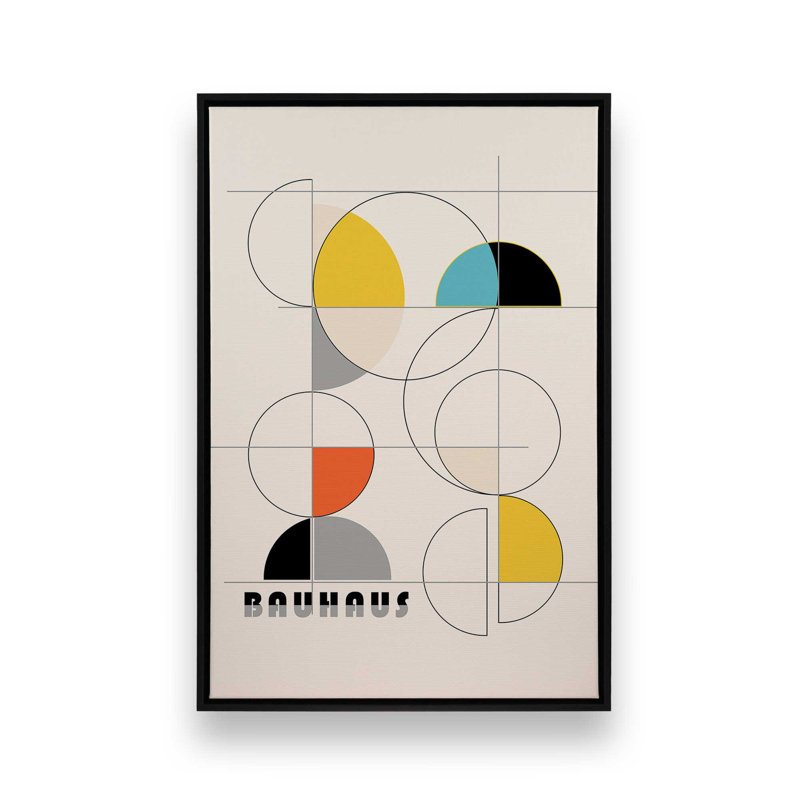 Impression sur toile Bauhaus Spring Colors dans un cadre, H 18,75 po x l 12,75 po, Noir satiné