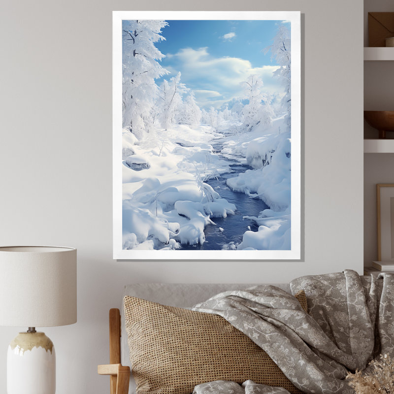 Snow River Wonderland I - impression, H 20 po x l 12 po x P 1 po, Cadre photo blanc