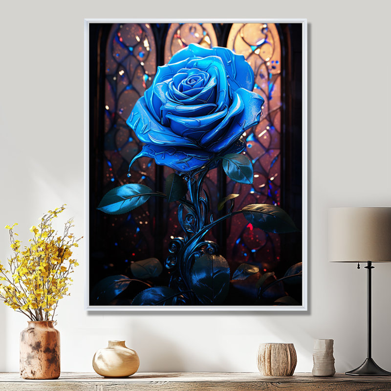 Saint Blue Church Rose - impression d'art mural rose, H 20 po x l 12 po x P 1 po, Toile encadrée flottée blanche